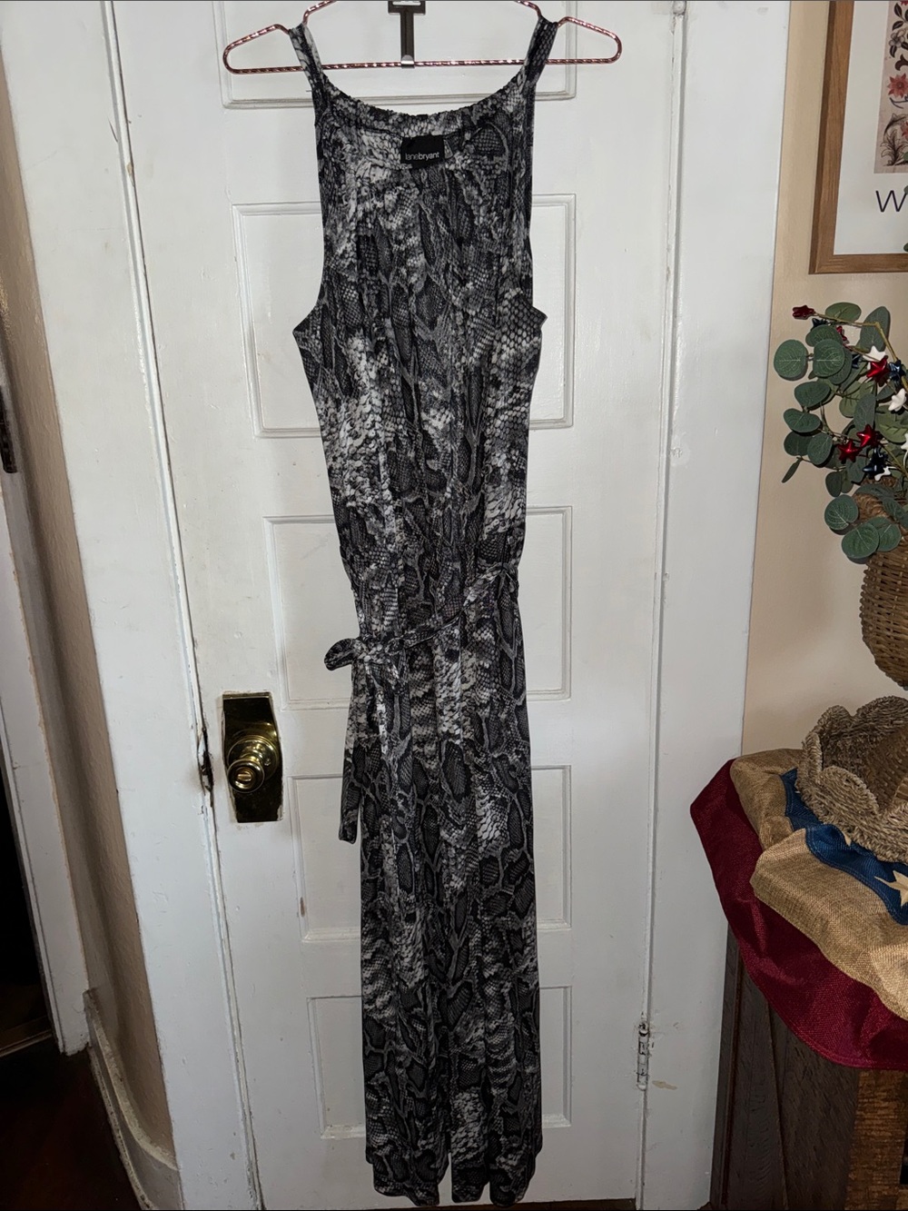 Lane Bryant Black/Silver Animal Snakeskin-Print Sleeveless Maxi Dress Size 18/20